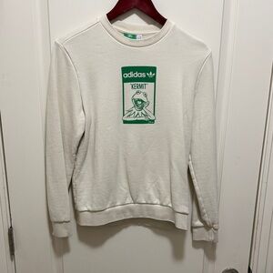 adidas Cream Crewneck Sweatshirt with Green Kermit Graphic